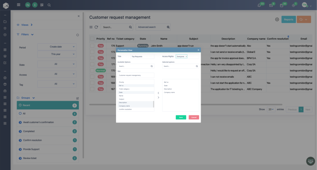 custom views | Comidor v6.4
