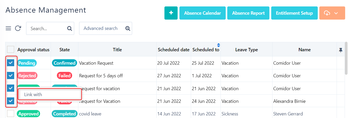 link absence management v.6.2| Comidor Platform